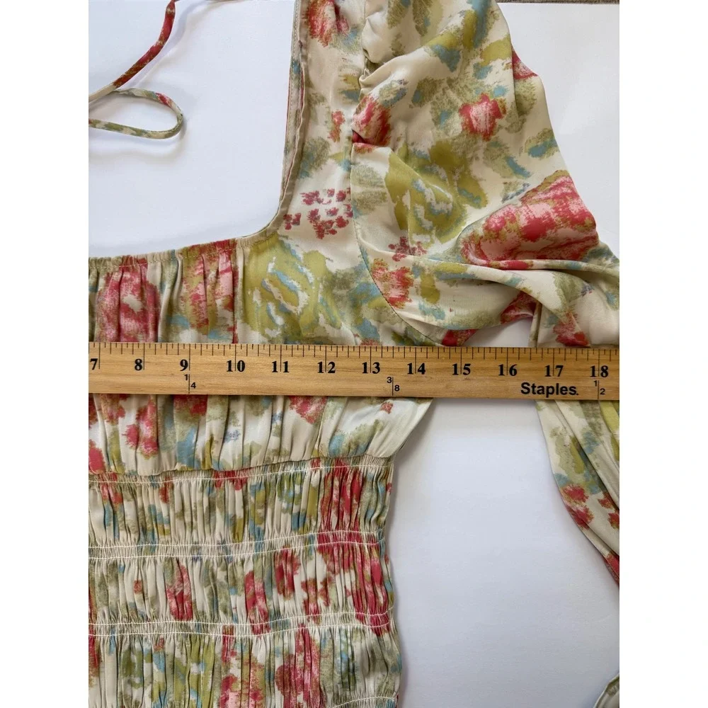 Intimately Free People‎ Boho Floral Smocked Bodysuit Milkmaid Size S Whimsical
